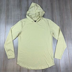 CUTS Clothing Hoodie Curved Hem Men’s M Stretch Yellow Beige AO Hooded Tee *flaw